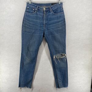 RAG & BONE Jeans Womens 28 Distressed Skinny Cotton Blend Raw Hem Denim Blue USA